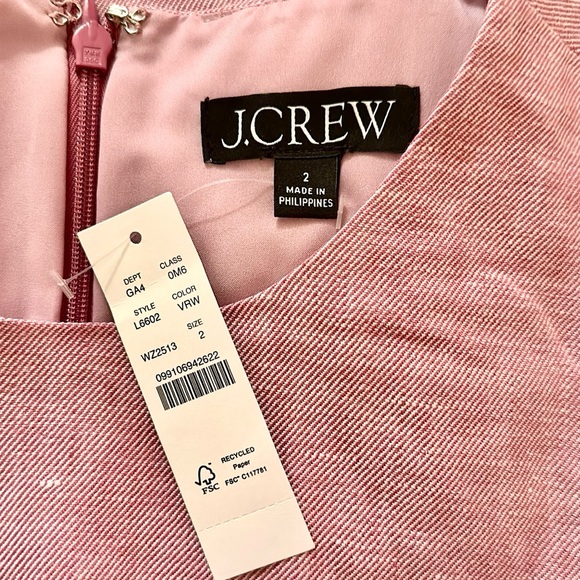 JCREW RESUME DRESS IN STRETCH LINEN Pink Raspberry 2 NWT ๐ - Picture 5 of 6